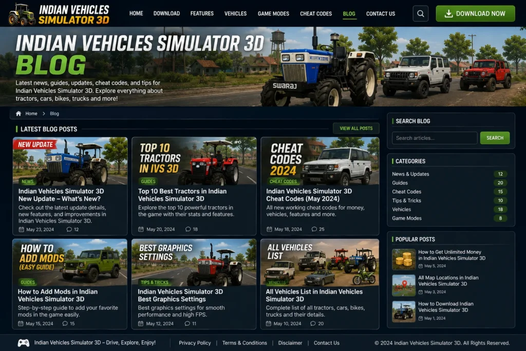 Indian Vehicles Simulator 3D Blog Posts