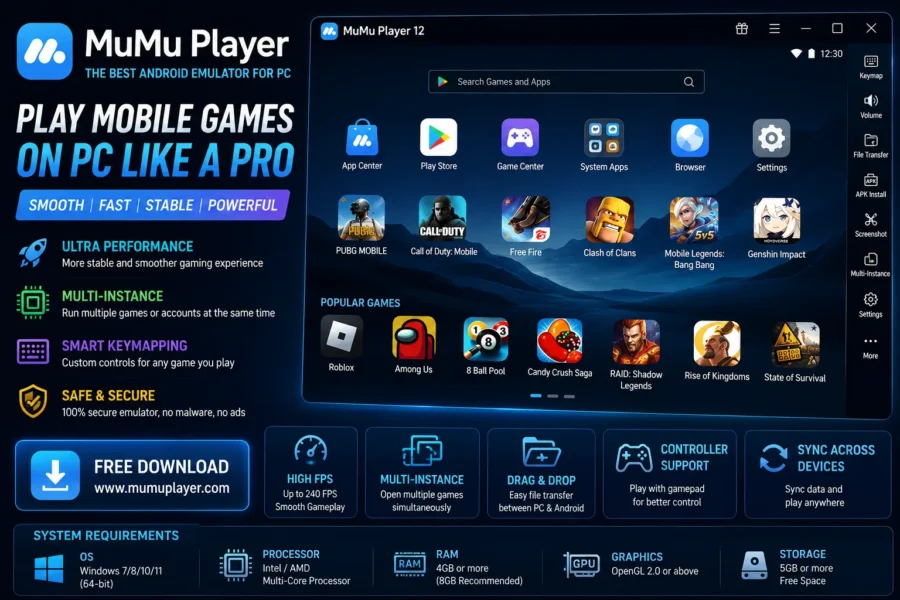 MuMu Player emulator home screen for playing Indian Vehicles Simulator 3D on PC