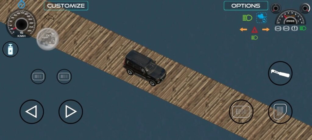 Car crossing a bridge in Indian Vehicles Simulator 3D gameplay on PC