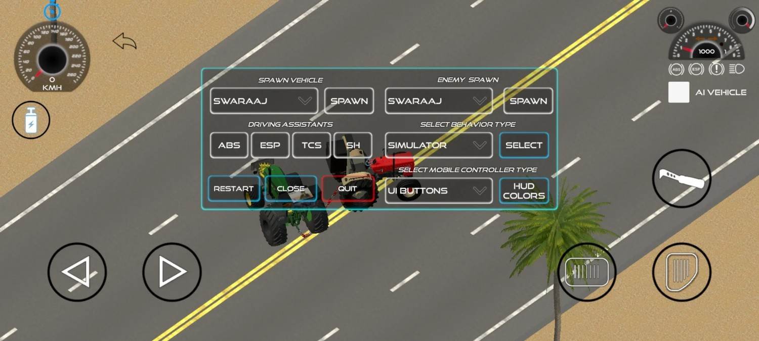 Vehicle customization options including color, number plate, and tires