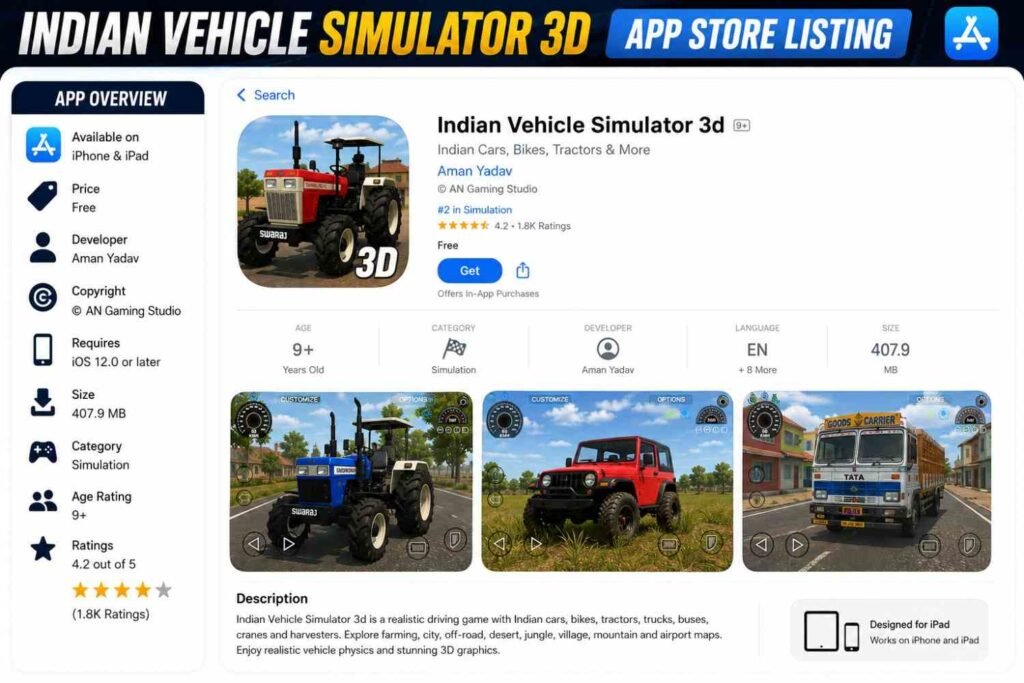 Indian vehicles simulator 3d iOS Store
