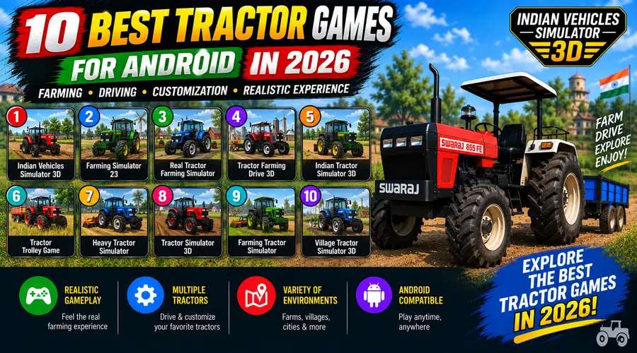 Tractor driving gameplay in a farming field