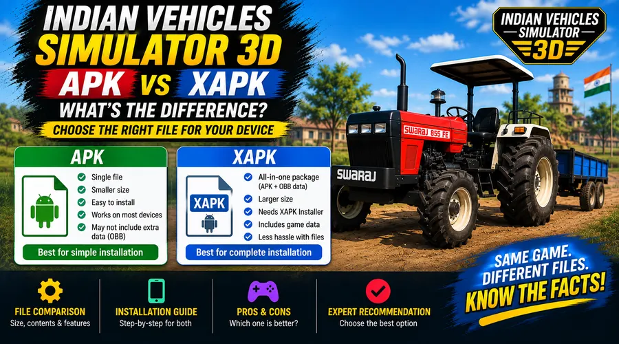 Indian Vehicles Simulator 3D APK vs XAPK download file options