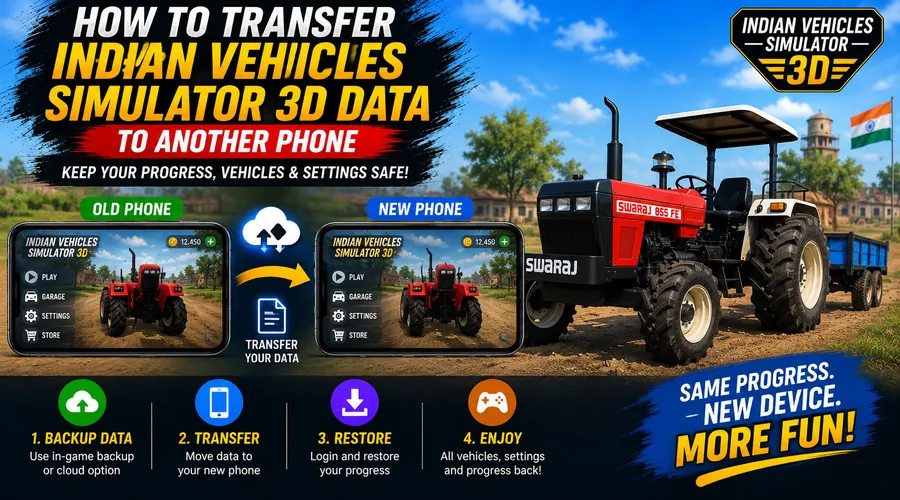 Indian Vehicles Simulator 3D transfer Data, Save and Load option in the menu